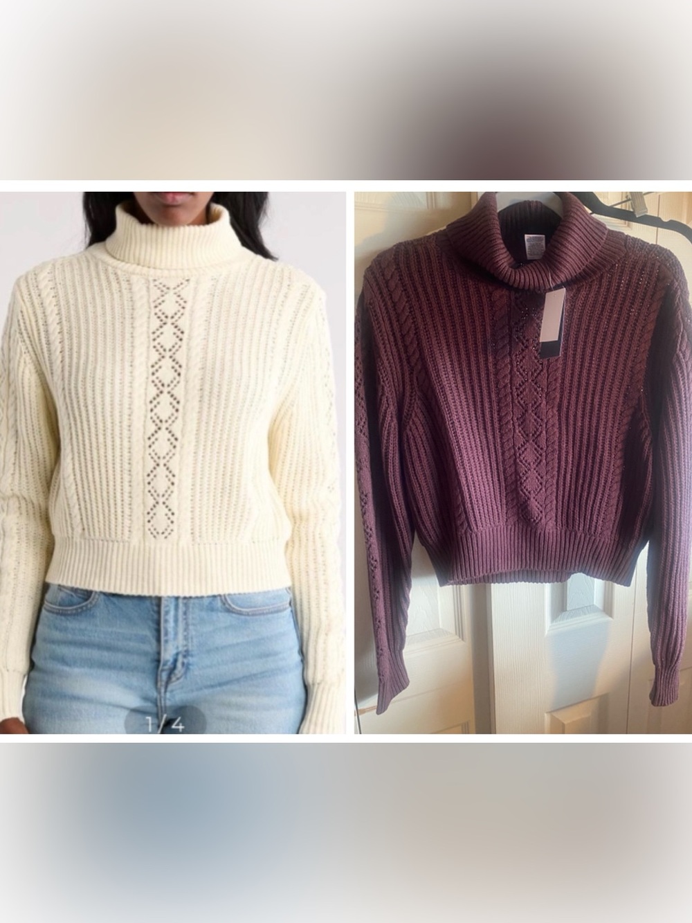 Melrose & Market NWT Burgundy Turtleneck Cotton Mix Knit Sweater